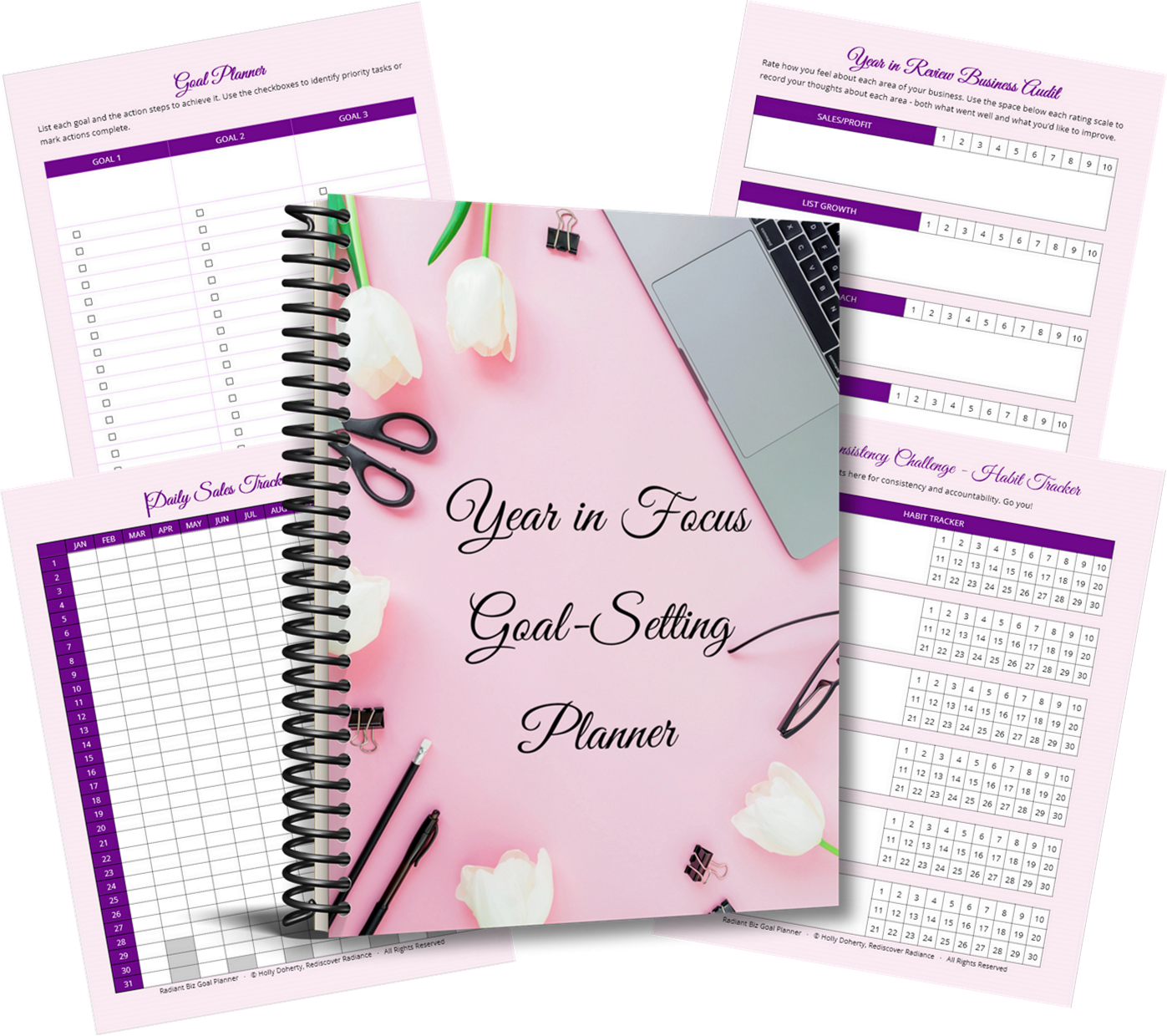mockup of year in focus goal-setting business planner
